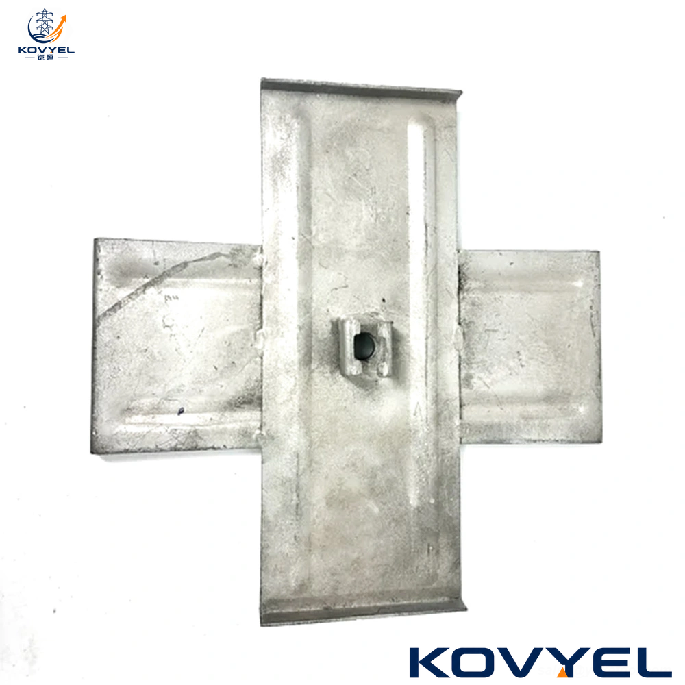 Cross plate earth anchor for overhead line guying