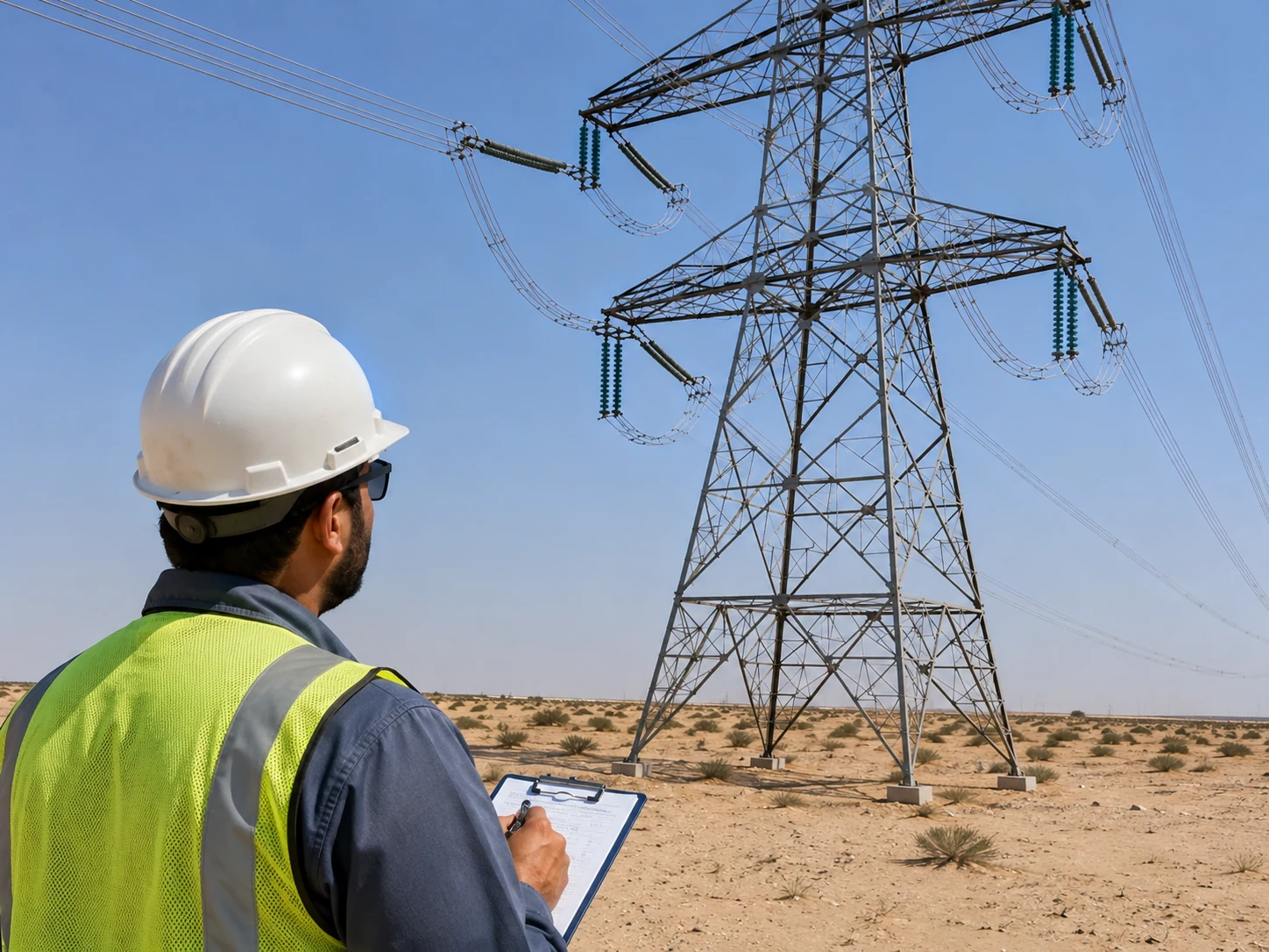 Transmission line inspection scenario in a desert environment